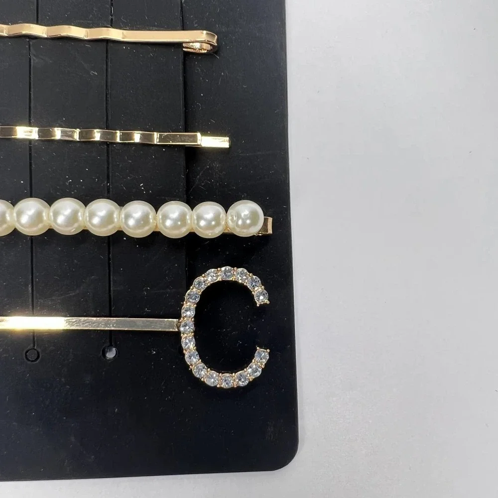 Nordstrom Initial C Gold Bobby Pin Pink Scrunchie Set Pearl Preppy Chic
